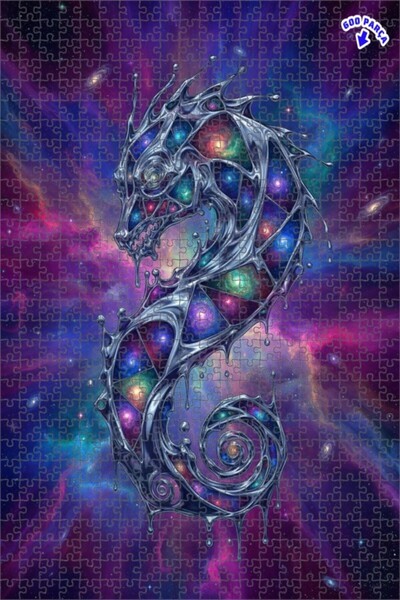 Teona Ahşap لغز خشبي بإطار مزدوج الطبقات بمظهر لوحة زيتية لحصان البحر الفلكي ...