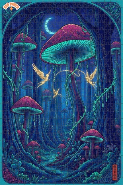 Teona Ahşap لغز خشبي مؤطر بطبقتين بتصميم رقصة الجنيات في غابة الفطر الغامضة 5...