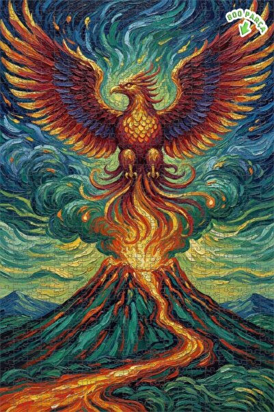 Teona Ahşap لغز خشبي مؤطر مزدوج الطبقات 800 قطعة 70x50، تصميم طائر الفينيق من...