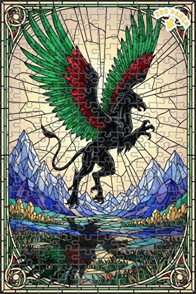 Teona Ahşap لغز خشبي بإطار مزدوج الطبقات من نوع زمرد كانافتلي بلاك غريفين 200...