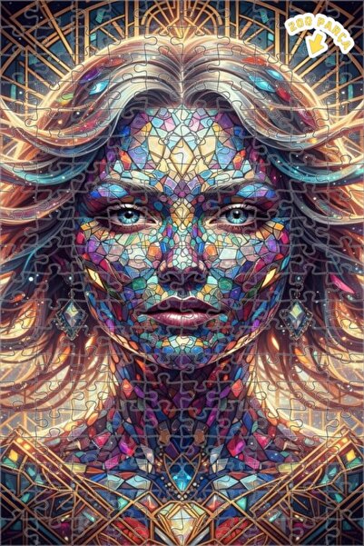 Teona Ahşap لغز خشبي بإطار مزدوج الطبقات بمظهر لوحة زيتية لوجه امرأة فسيفسائي...