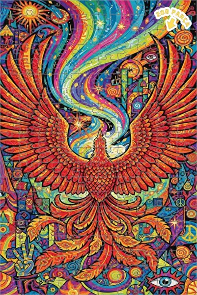 Teona Ahşap لوحة فنية عصرية بتصميم طائر الفينيق السحري، لوحة خشبية مؤطرة بطبق...