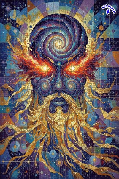 Teona Ahşap لغز خشبي بمظهر لوحة زيتية يصور الحكمة الكونية، 600 قطعة، 50×35 سم