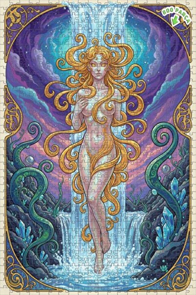 Teona Ahşap لغز خشبي مؤطر بطبقتين مطبوع عليه فن شلال فتاة الجنية 800 قطعة 70x50