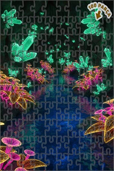 Teona Ahşap لغز خشبي مؤطر بطبقتين بتصميم منظر الكهف الكريستالي الغامض، ملون ب...