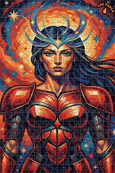 Teona Ahşap لغز خشبي رائع بإطار مزدوج الطبقات بمظهر لوحة زيتية لملكة المحارب،...