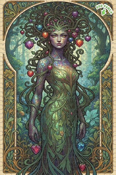 Teona Ahşap لغز خشبي بتصميم الطبيعة على طراز الآرت نوفو بمظهر اللوحات الزيتية...