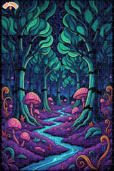 Teona Ahşap لغز خشبي مؤطر بطبقتين من غابة الفطر الغامضة 500 قطعة 50x30