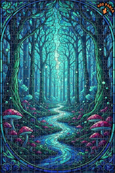 Teona Ahşap لغز خشبي مؤطر من طابقين من فن الموزاييك الزجاجي من ماجيكال فورست ...