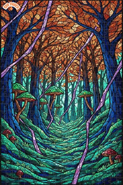 Teona Ahşap لغز خشبي فني من الفسيفساء الزجاجية بمظهر غابة غامضة وعجيبة 500 قط...