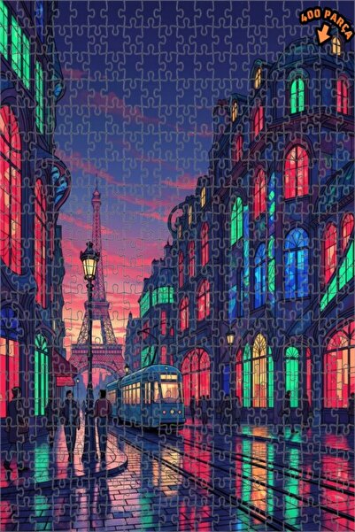 Teona Ahşap لغز خشبي بإطار مزدوج الطبقات بمظهر لوحة زيتية لإضاءات باريس 400 ق...