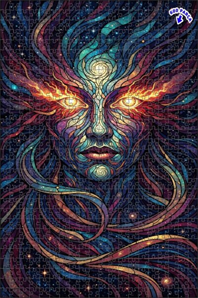 Teona Ahşap لغز خشبي بإطار ذو طبقتين بمظهر فسيفساء الروح الكونية 600 قطعة 50x35