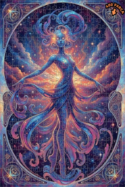 Teona Ahşap لغز خشبي للنساء بمظهر الألوان المائية الكونية، لغز خشبي بإطار مزد...