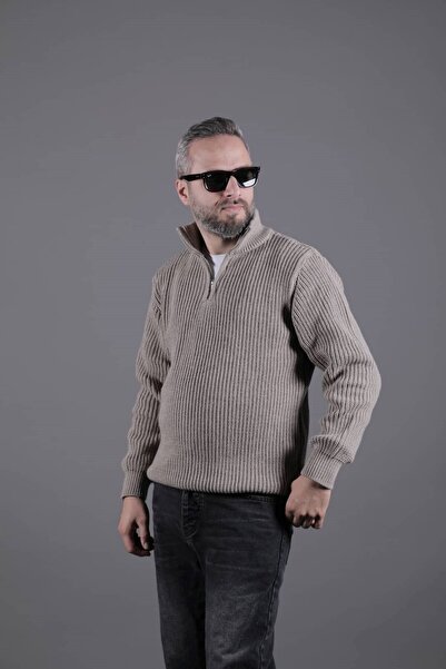 OHEPMODA سترة رجالية سميكة بسحاب نصفي