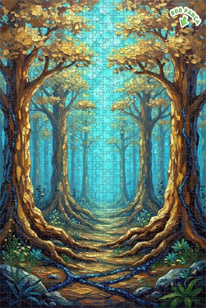 Teona Ahşap لغز خشبي مؤطر بطبقتين بمظهر لوحة زيتية لطريق الغابة الخيالية 800 ...