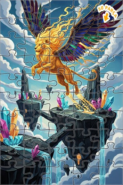 Teona Ahşap لغز خشبي على شكل أسد مجنح يكشف عن جزيرة كريستالية بمظهر مائي 50 ق...