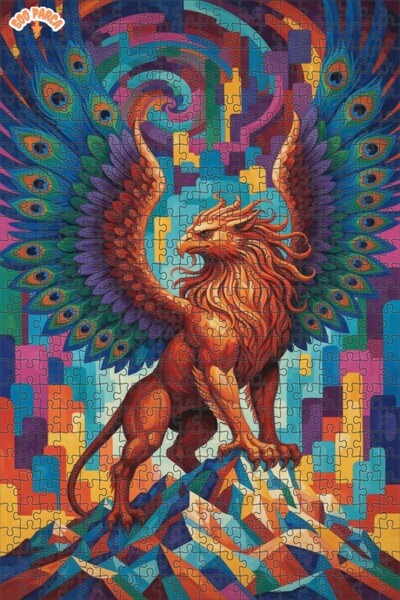 Teona Ahşap لغز خشبي بإطار من طابقين بمظهر عمل فني رائع من غريفين 500 قطعة 50x30