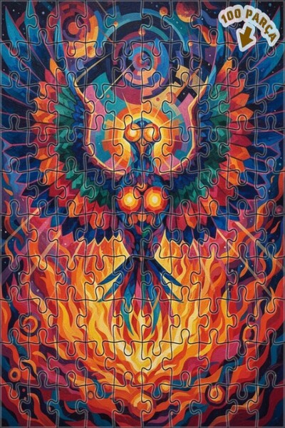 Teona Ahşap لغز خشبي مؤطر بطبقتين بمظهر لوحة زيتية لطائر الفينيق الغامض 100 ق...