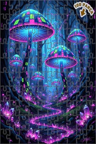 Teona Ahşap لغز خشبي بإطار مزدوج الطبقات بمظهر الطباعة الرقمية لغابة الفطر ال...