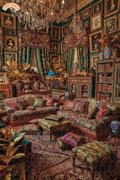 Teona Ahşap Osmanlı Sarayı Desenli Yağlı Boya Görünümlü Sanat Ahşap Puzzle 10...