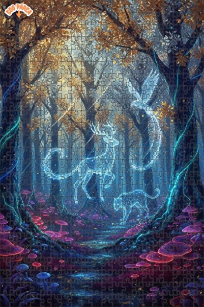 Teona Ahşap لغز خشبي مؤطر بطبقتين بتصميم فني تجريدي متألق لوجودات الغابة السح...