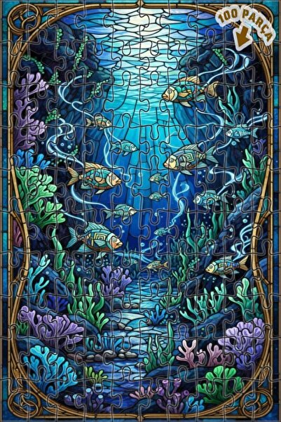 Teona Ahşap لغز خشبي مؤطر بطبقتين من فن الفسيفساء الزجاجية السحرية تحت البحر ...