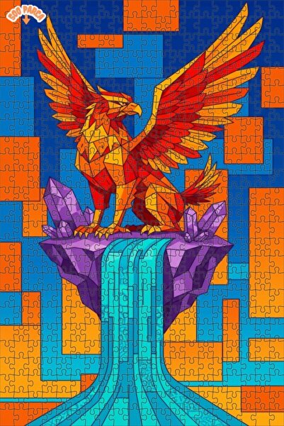 Teona Ahşap Flame Winged Crystal Phoenix Geometric Art Double Layer Framed Wo...