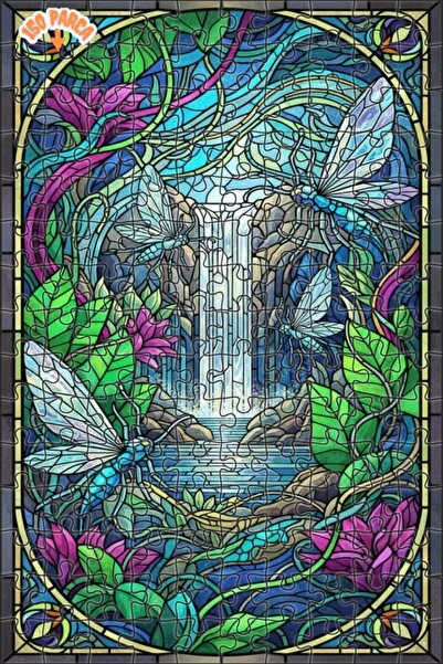 Teona Ahşap لغز خشبي فني من الزجاج الملون على شكل شلال سحري 150 قطعة 20x30