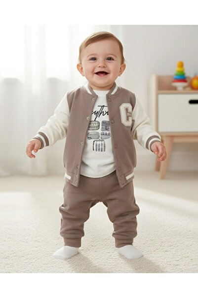 VOY KİDS طقم ملابس للأولاد الصغار موسمي C مطرز 6-9-12-18-24 شهرًا مكون من 3 ق...