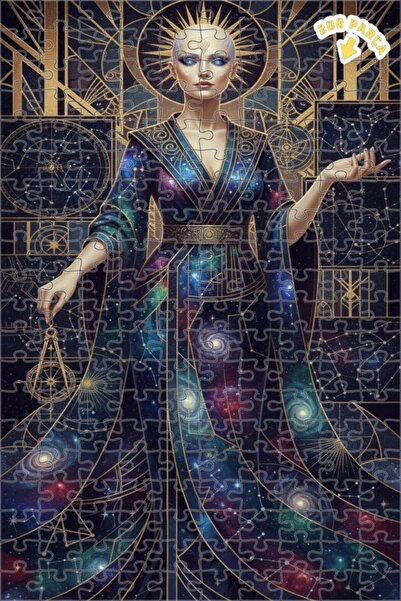 Teona Ahşap Galaxy Woman Oil Painting Look Double Layer Framed Wooden Puzzle ...