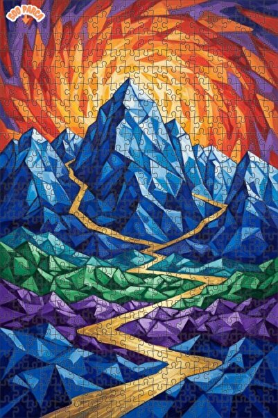 Teona Ahşap لغز فني بمظهر لوحة زيتية لمسار ذهبي من الجبال الكريستالية 500 قطع...