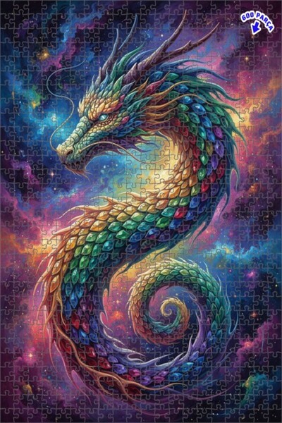 Teona Ahşap لغز خشبي بإطار مزدوج الطبقات من كوزميك دراغون آرت 600 قطعة 50x35