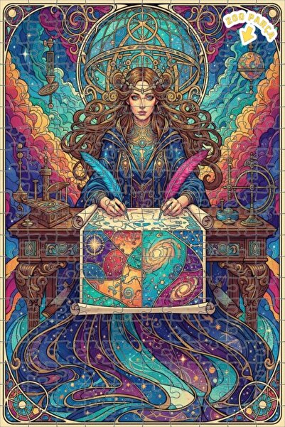 Teona Ahşap لغز خشبي مؤطر بطبقتين بتصميم فني يصور امرأة حكيمة كونية قديمة، 20...