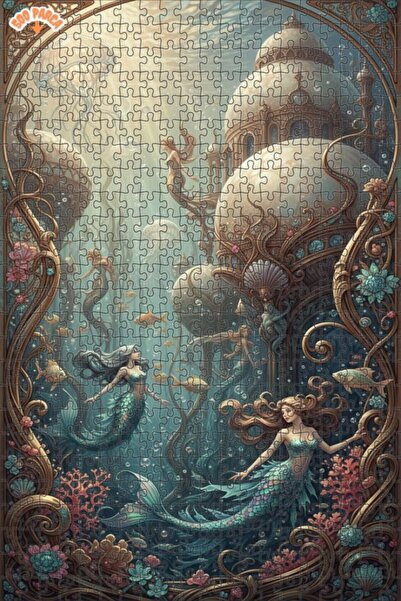 Teona Ahşap لغز خشبي فني بمظهر لوحة زيتية لـ مدينة حورية البحر الغامضة 500 قط...