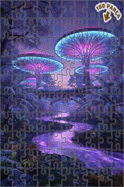 Teona Ahşap لغز خشبي بإطار مزدوج الطبقات بمظهر الطباعة الرقمية لغابة الفطر ال...