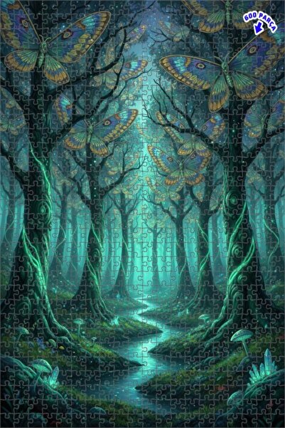 Teona Ahşap لغز خشبي مؤطر بطبقتين بمظهر لوحة زيتية لفراشات الغابة السحرية 600...