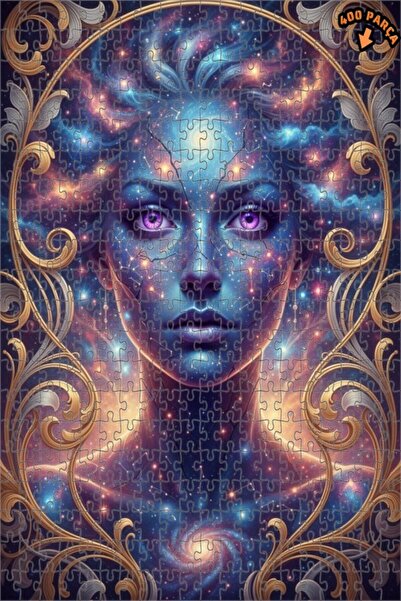 Teona Ahşap Cosmic Woman Galaxy Art Double Layer Framed Wooden Puzzle 400 Pie...