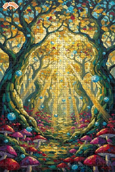 Teona Ahşap لغز خشبي بمظهر لوحة زيتية لعالم الفطر في الغابة الخيالية، 500 قطع...