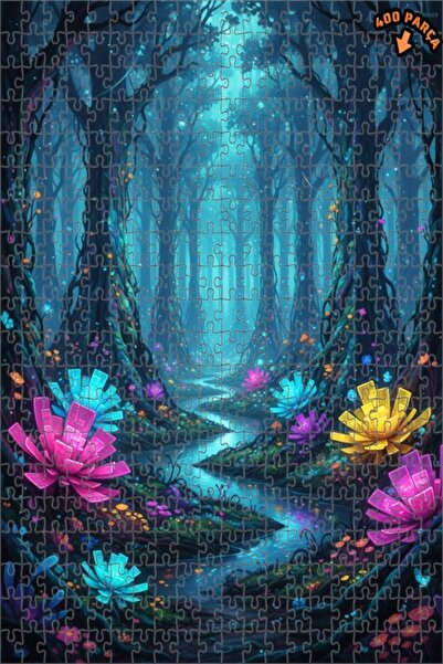 Teona Ahşap لغز فني بمظهر لوحة زيتية لجبل الغابة السحرية 400 قطعة 35×35