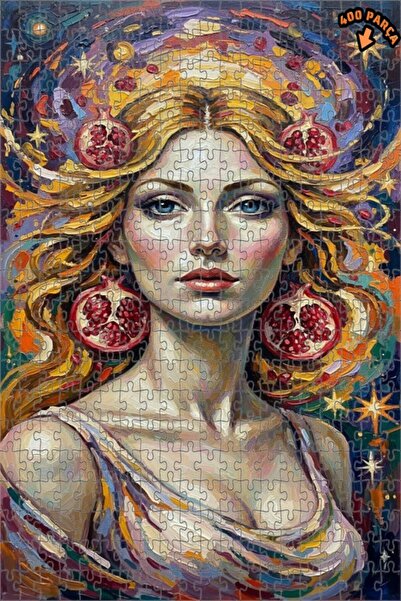 Teona Ahşap لغز خشبي للنساء بمظهر لوحة زيتية مع حبات الرمان، لغز خشبي بإطار م...