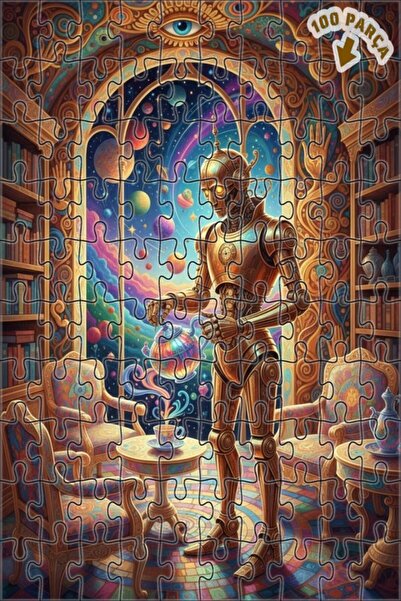 Teona Ahşap لغز خشبي منقوش على شكل روبوت لوقت الشاي من ماجيكال إيفريون، ذو طب...