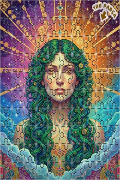 Teona Ahşap لوحة فنية غامضة للمرأة الكونية بمظهر لوحة زيتية، لغز خشبي بإطار م...