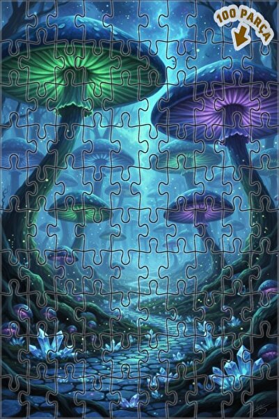 Teona Ahşap لغز خشبي مؤطر بطبقتين من غابة الفطر السحرية 100 قطعة 25x25