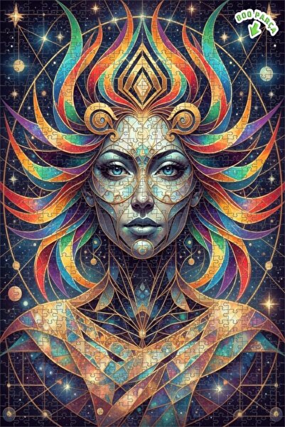 Teona Ahşap لغز خشبي ملون بإطار مزدوج الطبقات بمظهر نسائي كوني 800 قطعة 70×50