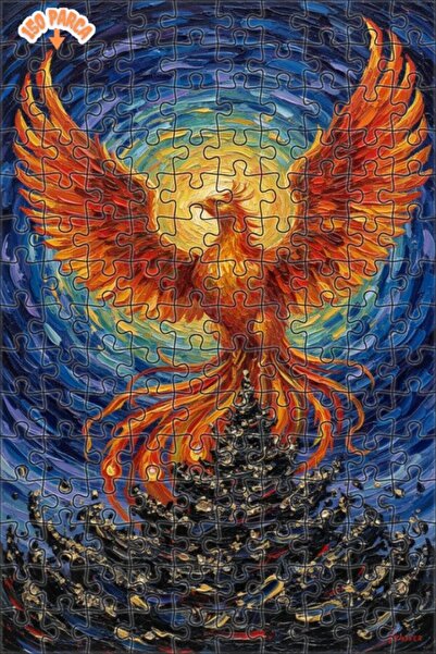 Teona Ahşap Apocalypse' Fire Bird Oil Painting Look Wooden Puzzle 150 Pieces ...