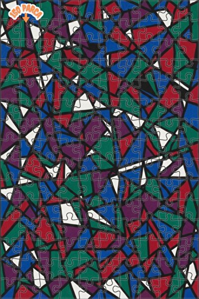 Teona Ahşap Colorful Abstract Art Double Layer Framed Wooden Puzzle 150 Piece...