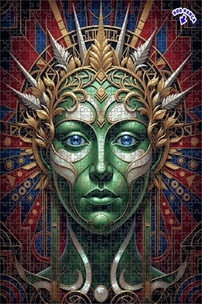 Teona Ahşap لغز خشبي بإطار مزدوج الطبقات بتصميم آرت ديكو على شكل إلهة خضراء 6...