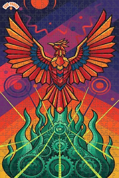 Teona Ahşap Phoenix Art Patterned Double Layer Framed Wooden Puzzle 500 Piece...