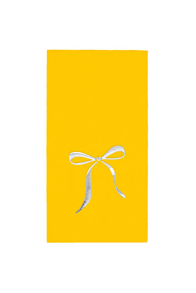 Story مناديل ورقية فضية مقاس 40×40 سم بنمط شريط مزين بفيونكة، 16 قطعة، طي 1/8...