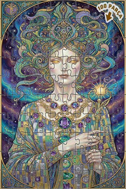 Teona Ahşap لغز خشبي بإطار مزدوج الطبقات مع شخصية أنثوية سماوية 100 قطعة 25×25